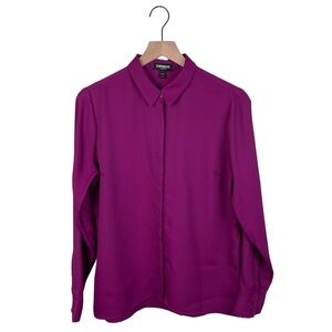 Express The Portofino Shirt Size Medium Magenta Long Sleeve Button Down Blouse